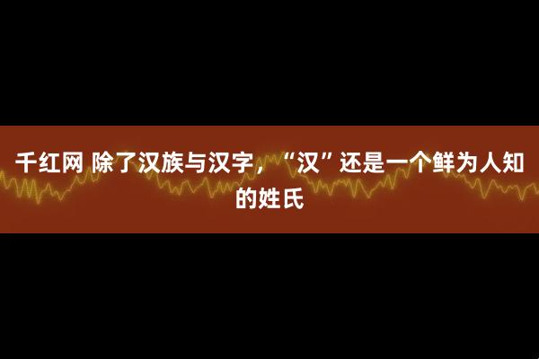 千红网 除了汉族与汉字，“汉”还是一个鲜为人知的姓氏